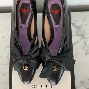 Gucci Black Berith 45 Bow Detail Leather Pumps